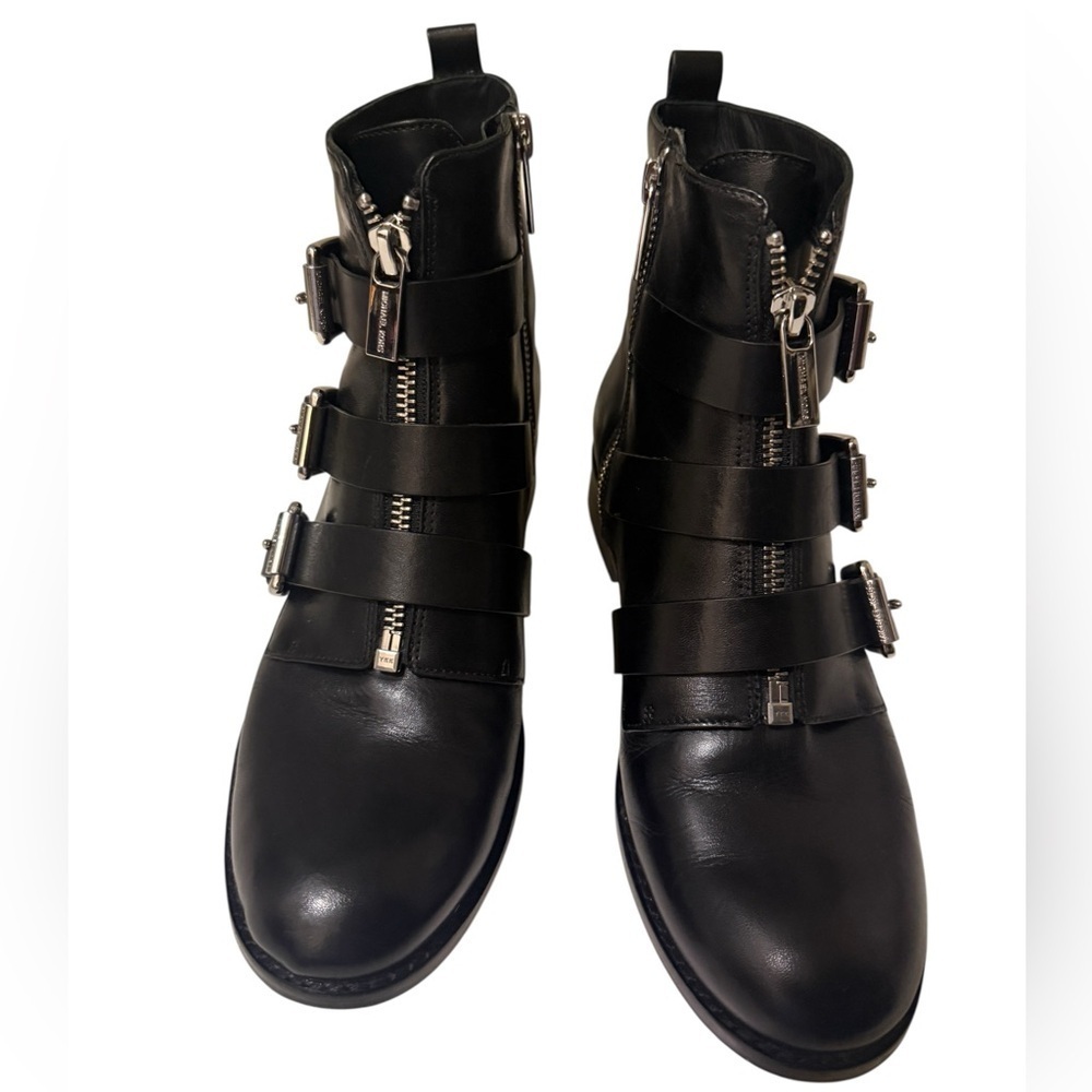 Michael Kors Black Leather Ankle Boots with a gorgeous buckled design